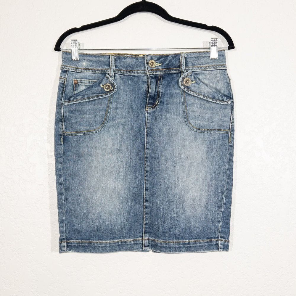 DKNY Blue Denim‎ Midi Pencil Skirt Size 5